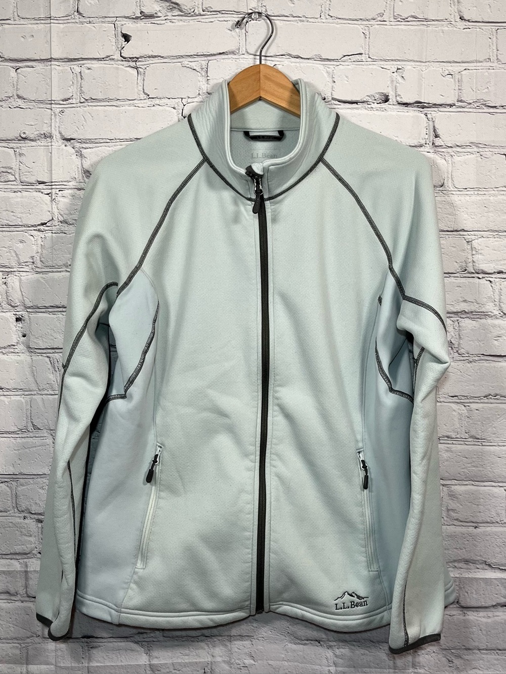 LL Bean Jacket Womens Large Gray Sweater Fleece Soft Full Zip Outdoor Hiking
